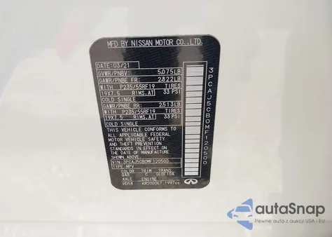 2021 Infiniti Qx50 Essential Awd from USA, damaged, VIN 3PCAJ5CB0MF120500